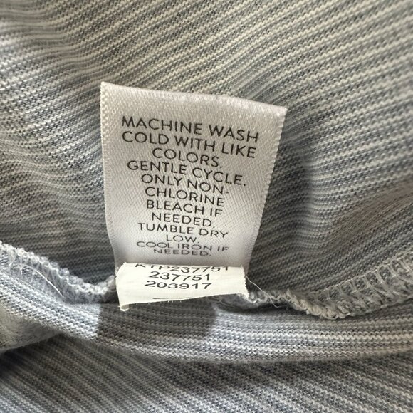 J. Jill Blue Striped Floral Embroidered Top Sz Small Cotton Coastal 3/4 Sleeve - Picture 11 of 11